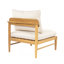 Canapé d'extérieur en forme de L en bois d'acacia, finition teck clair avec coussin beige