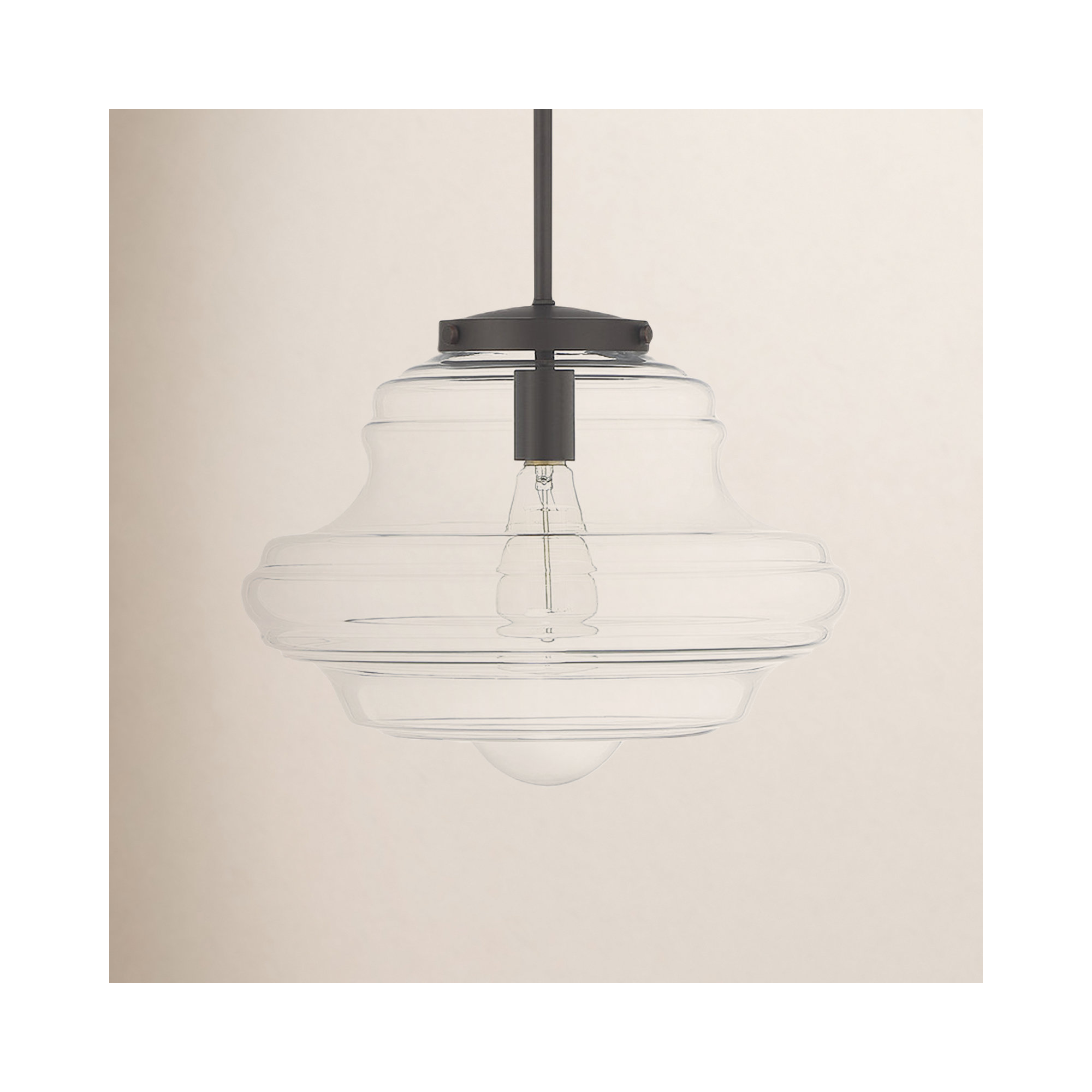 Marah 1-Light Dimmable Schoolhouse Single Pendant, Oil Rubbed Bronze