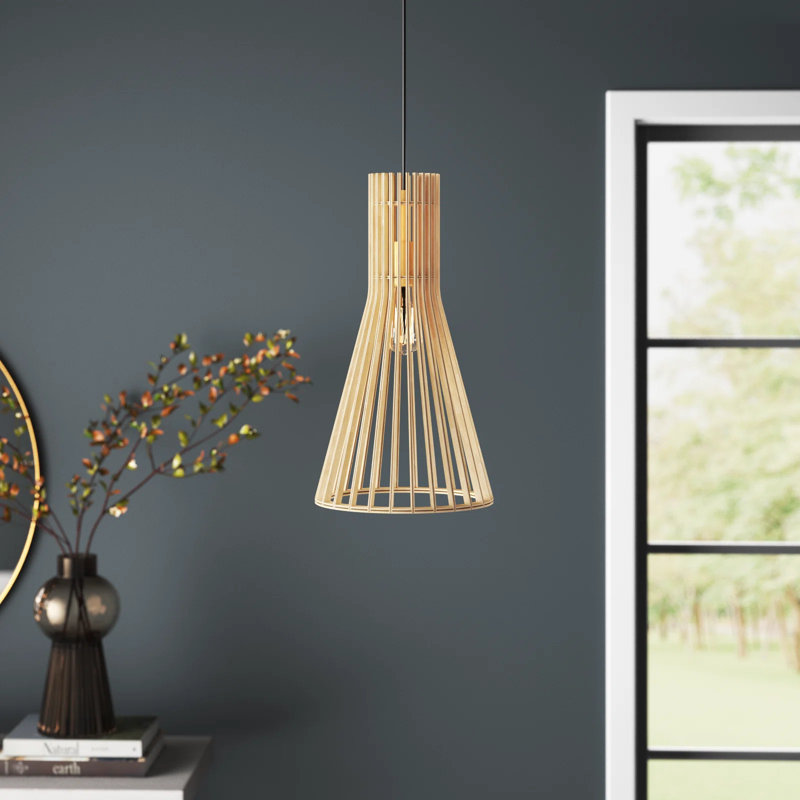 Luminaire suspendu conique à 1 lumière Eleazar, Naturel