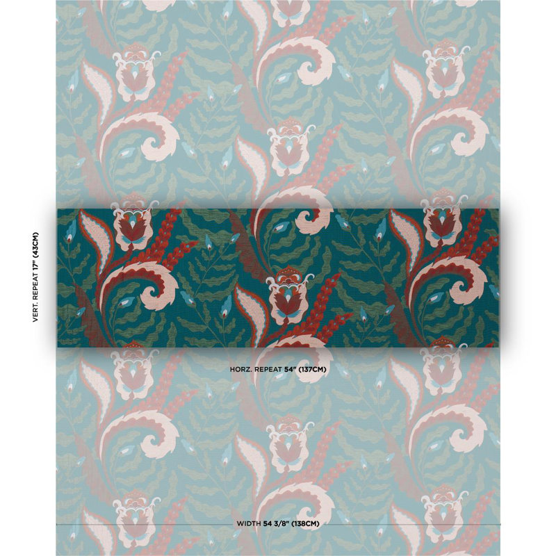 Schumacher X Laura Gonzalez Jaipur Fantaisie Fabric, Blue