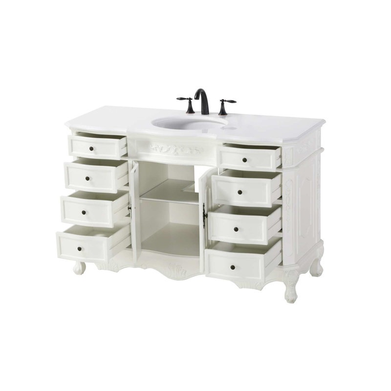 54 inch Single Bathroom Vanity in Antique white, Antique White