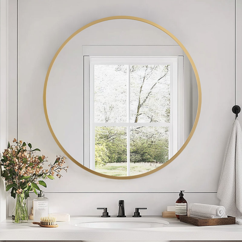 Miroir rond Garber, 24 po x 24 po, Or