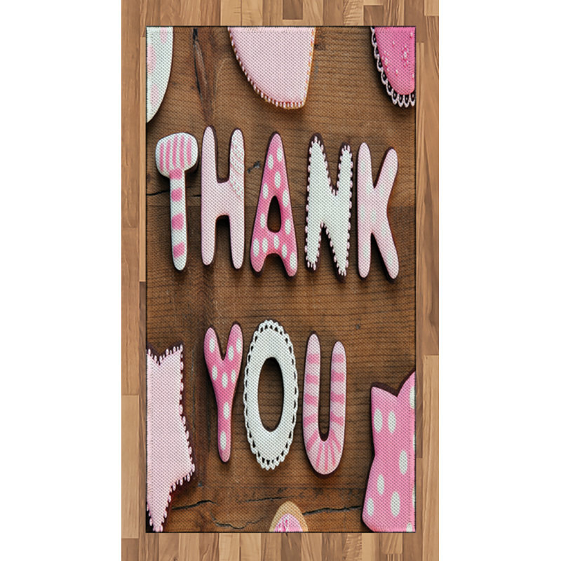 Thank You High Density Long Fiber Poly Threads Decorative Area Rug Carpet, Rectangle 2'7" x 5'