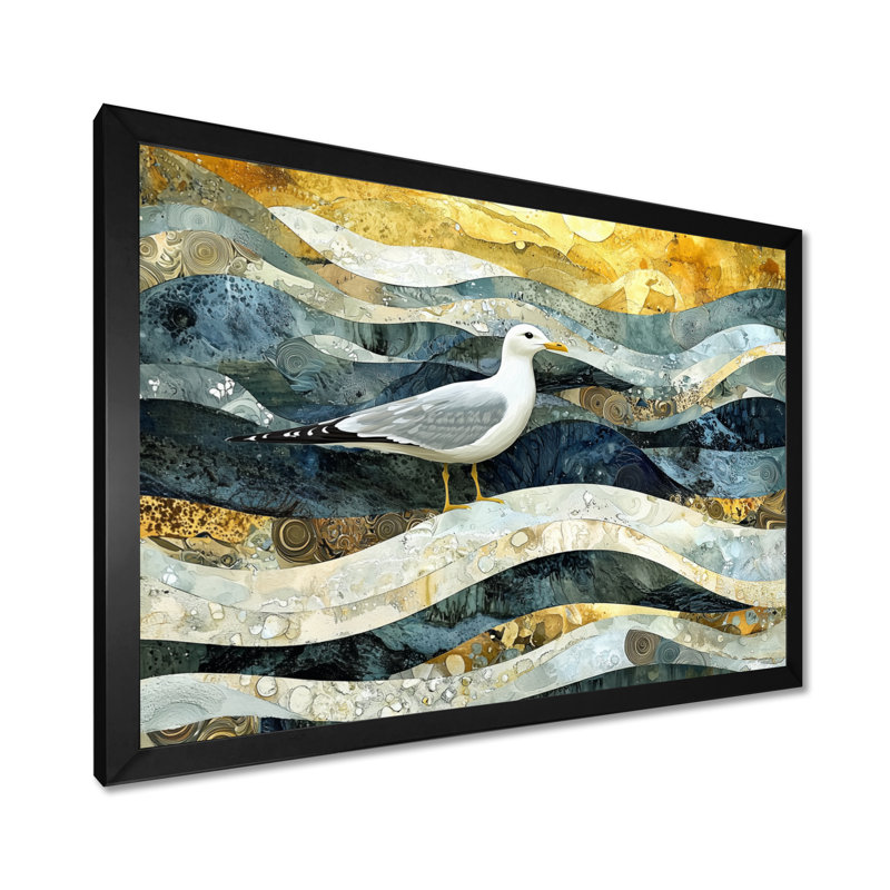 Marbre, mouette, vol de la côte II - Mouette, art mural, Reproduction encadrée d'une seule photo sans pass, H 12 po x l 20 po