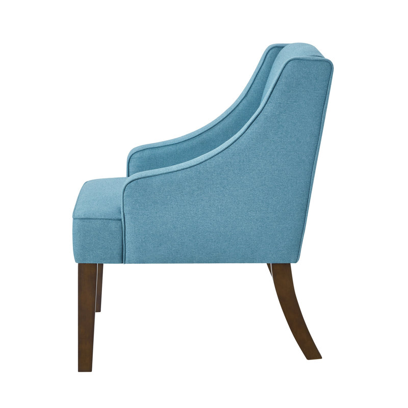 Chaise d'appoint Mid-Century moderne en lin bleu clair avec rembourrage en mousse