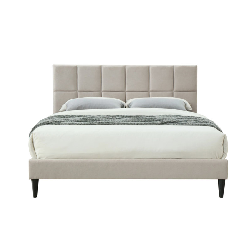 Charging Full Sized Bed In A Box - Gray Upholstered Squares Charging,