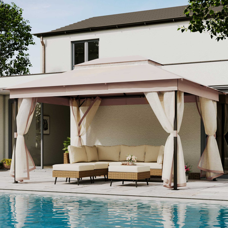 LAUSAINT HOME Outdoor Patio Gazebo 10'x13', Beige