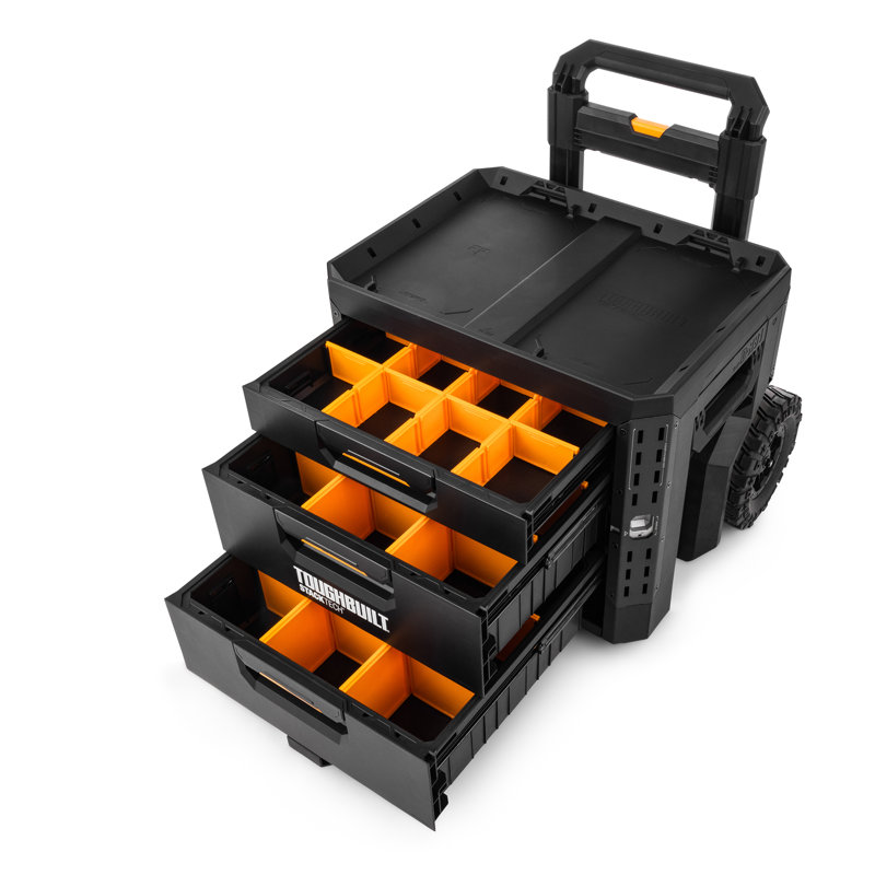 ToughBuilt StackTech 2-Drawer Rolling Locking Box, Tool Storage & Gear Organizer, 26.38" H x 20.4" W x 23.03" D