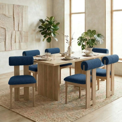 Abentego Solid Wood Fabric Dining Chair
