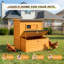Poulailler, poulailler en bois pour 6 à 8 poules avec 3 nichoirs et 2 plateaux coulissants, avec rampe pliable et toit en asphalte