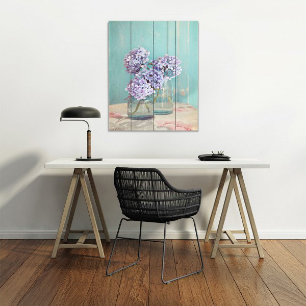 «Hydrangeas in MasOn Jars», impression, H 40 po x l 30 po x P 1,5 po, Toile tendue