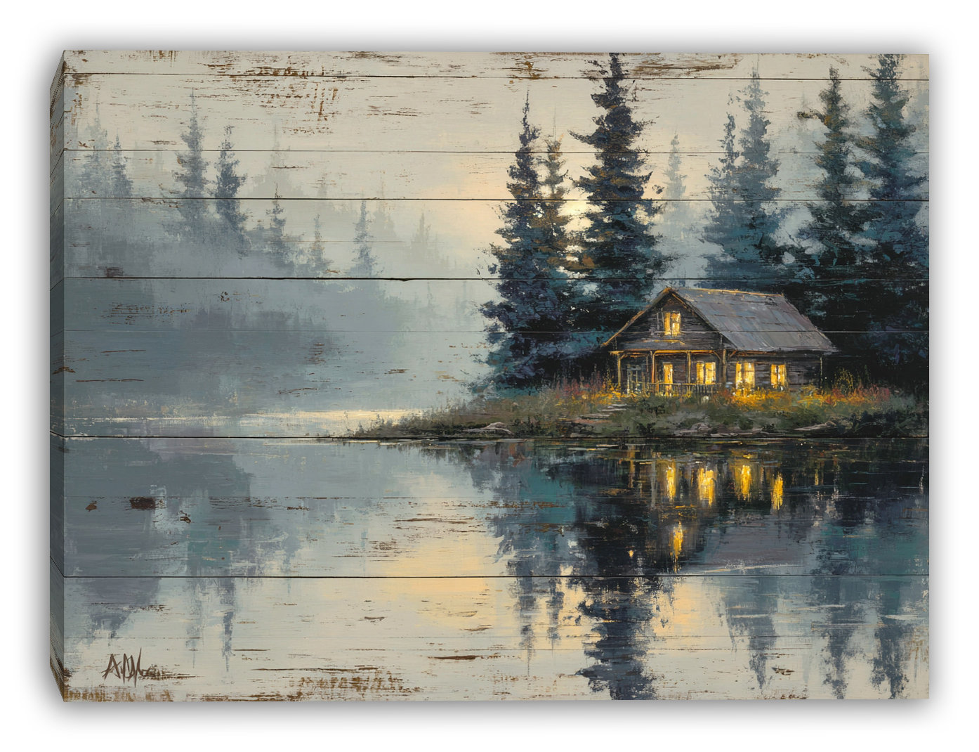 Ophelia & Co. Rustic Lake Cabin Reflections Wrapped Canvas Wall Art ...