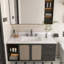 Comptoir de meuble-lavabo 43 po, comptoir blanc avec 3 trous de robinet pré-percés, comptoir de salle de bain avec lavabo central rectangulaire encastré et dosseret de 4 po de hauteur, Bianco Carrara Venato