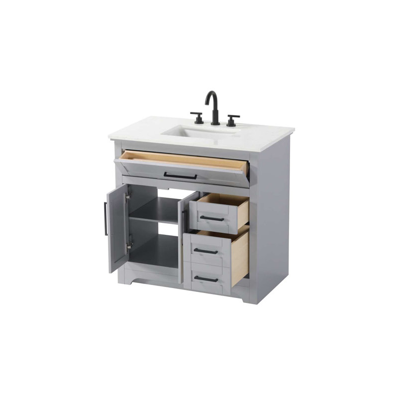 Meuble-lavabo simple de 36 po gris, Gris, 36"