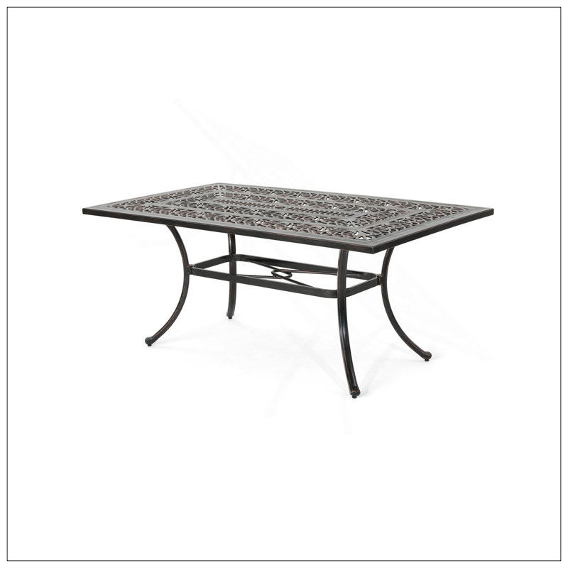 Outdoor Rectangular Cast Aluminum Dining Table, Shiny Copper