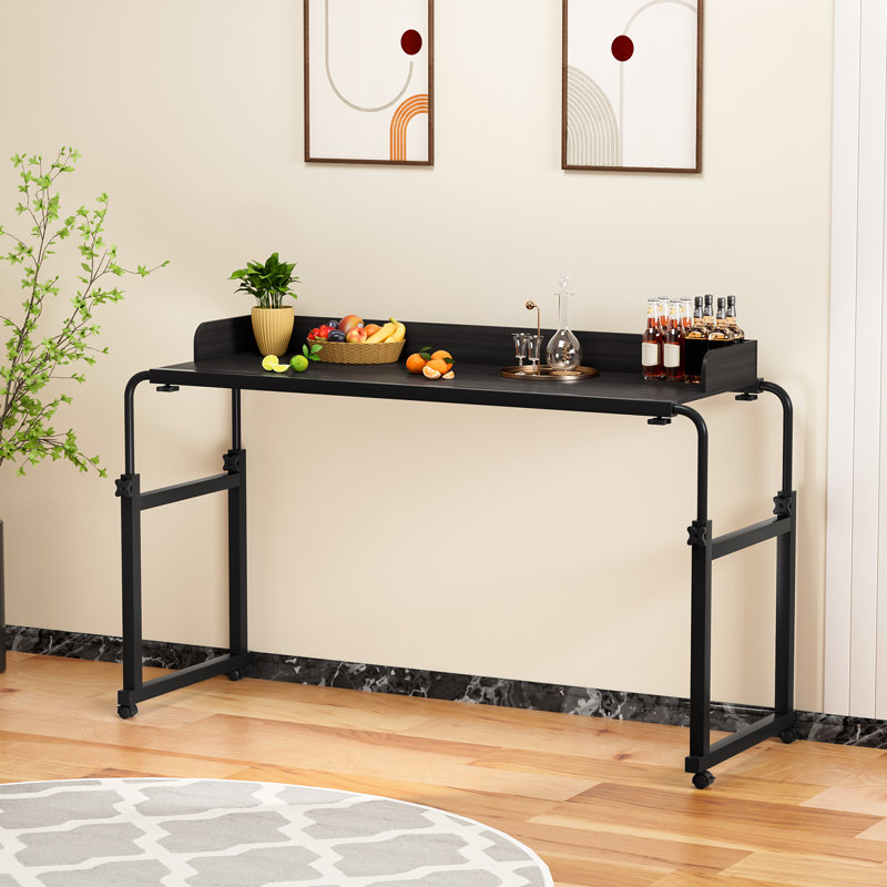 Bureau d'ordinateur portable pour lit, table de lit d'ordinateur portable à hauteur et longueur réglables, table de lit à roulettes pour lits de grande taille, bureau pour travailler debout, bureau pour lit de travail