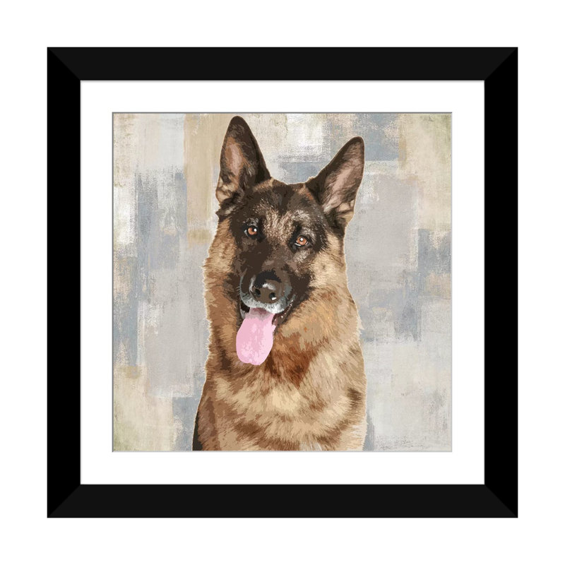 «German Shepherd», impression sur toile, Papier d'art encadré noir, Blanc, H 24 po x l 24 po x P 1 po