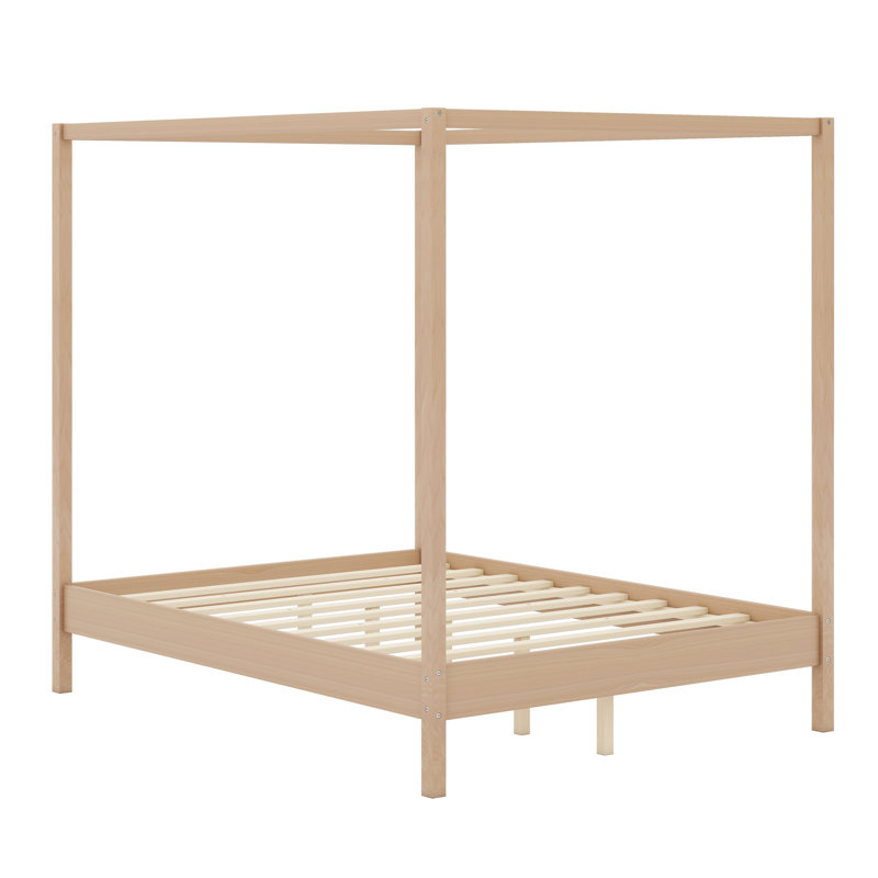 Canopy Bed with Engineered Wood Construction, Queen 1, Natural
