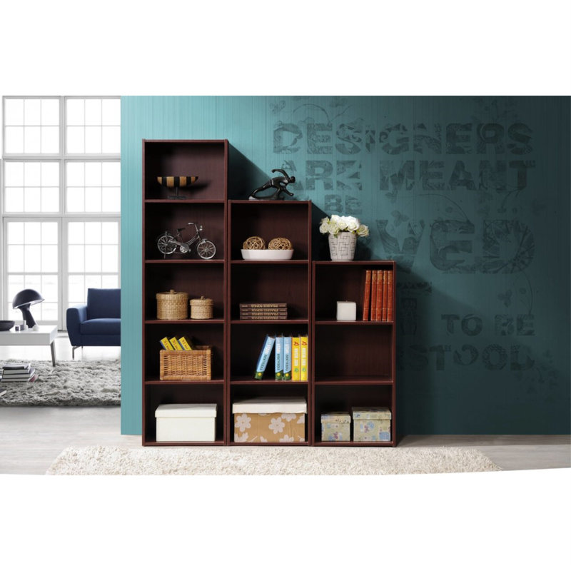 Bessan Bookcase, Mahogany, (5 Shelves) 59.1" H x 15.9" W x 12" D
