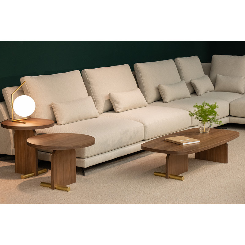 Nova Solid Wood End Table, Walnut/Brass, 19.7" H x 18.9" W x 18.9" D