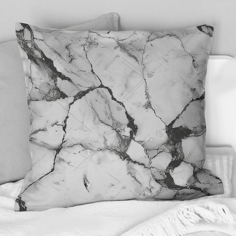 Grey  Marble II - Marble Throw Pillow, 16"H x 16"W