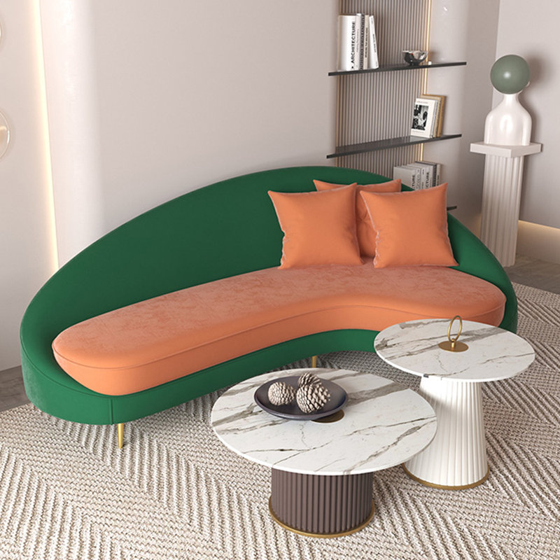 Canapé-lit Curved, Orienté à droite, Orange / vert foncé