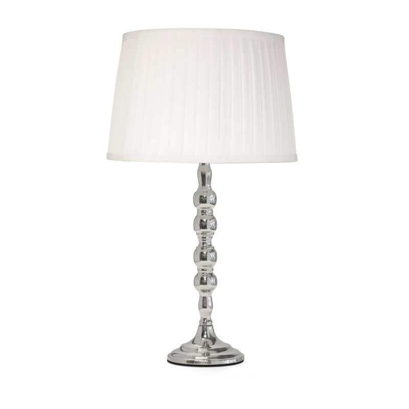 Waukena 50cm Candlestick Table Lamp, 50cm H x 30cm W x 30cm D, Silver, Ivory/White