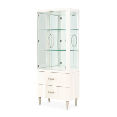 London Place Display Cabinet with LED Lighting - Creamy Pearl
