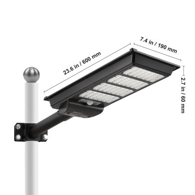Lampadaire solaire 400W, 800LM, lumières d'inondation solaires à DEL pour l'extérieur avec télécommande infrarouge, lampe de détection de mouvement solaire étanche IP66 pour le garage