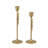 S/2 Gold Cast Iron Candle Holders With Playful Bow Design