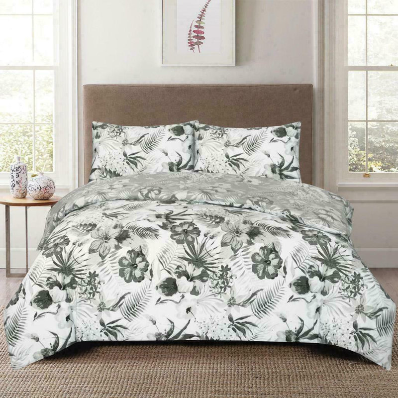 Elverta Microfiber Floral Duvet Cover Set with Pillowcases Included, Single
