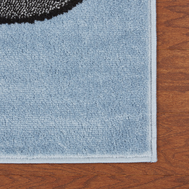 Bowie Playroom Geometric Rug, Round 4'8", Gray/Blue