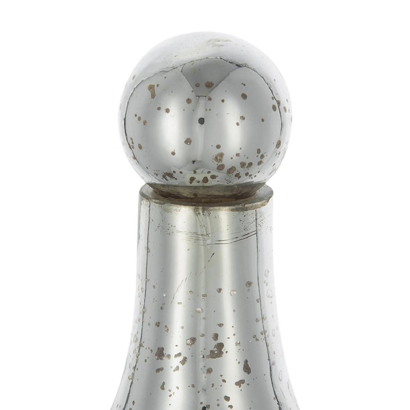 Antique Silver Glass Jar with Round Design and Lid