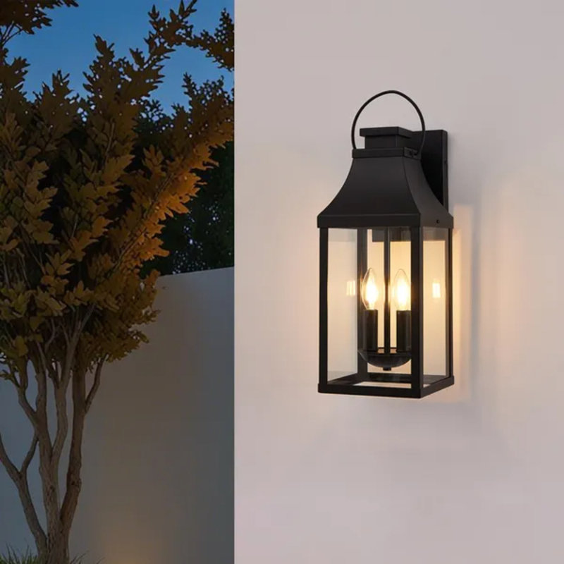20" Outdoor Wall Light 2-pack, Modern Black Exterior Wall Sconce Lantern, Waterproof Anti-rust Porch Light With Clear Tempered Glass For Garage, Patio, Entryway (bulbs Not Included)