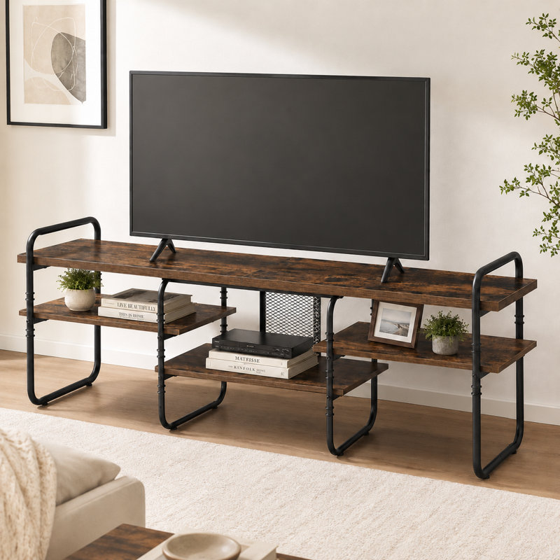 TV Stand for TVs up to 65 Inch, Farmhouse Entertainment Center with Adjustable Storage Shelves, Rustic Brown Industrial TV Media Console Table for Living Room, Bedroom