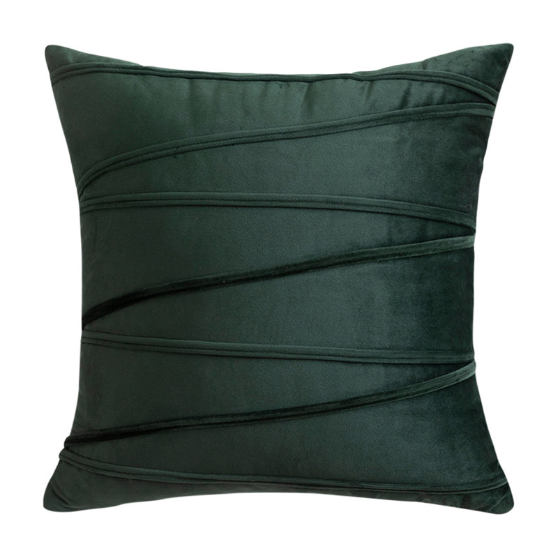 Housse de coussin carrée en velours, 20 po x 20 po, Vert foncé, Polyester