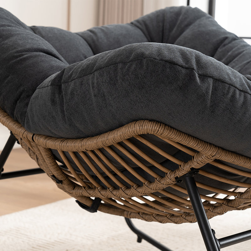 Chaise d'appoint berçante rembourrée Chenille, Noir