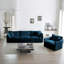 3 espaces de vie rembourrés - Canapé modulaire bleu en mousse et construction en bois massif de chenille