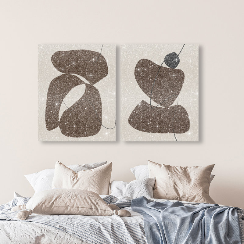 Balanced Stones Set Canvas Abstract Print by Oliver Gal, Black Frame, 16 x 20, 30"H x 36"W, Gallery Wrapped
