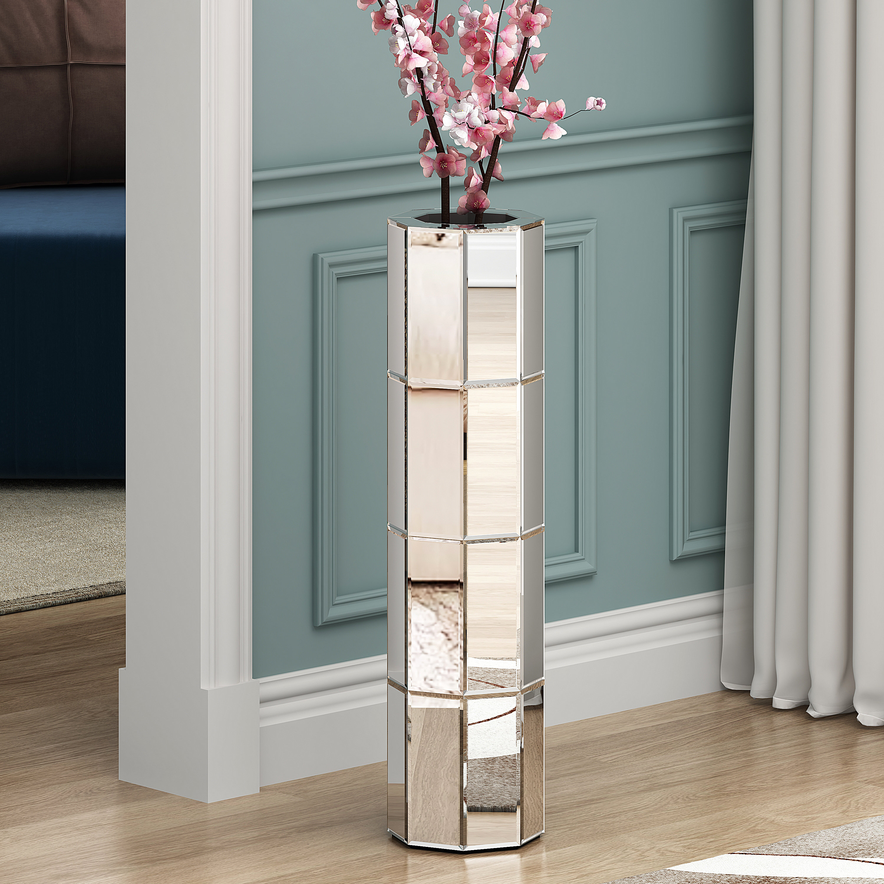 Orren Ellis Gudrun 28" Tall Handmade Mirrored Floor Vase & Reviews ...