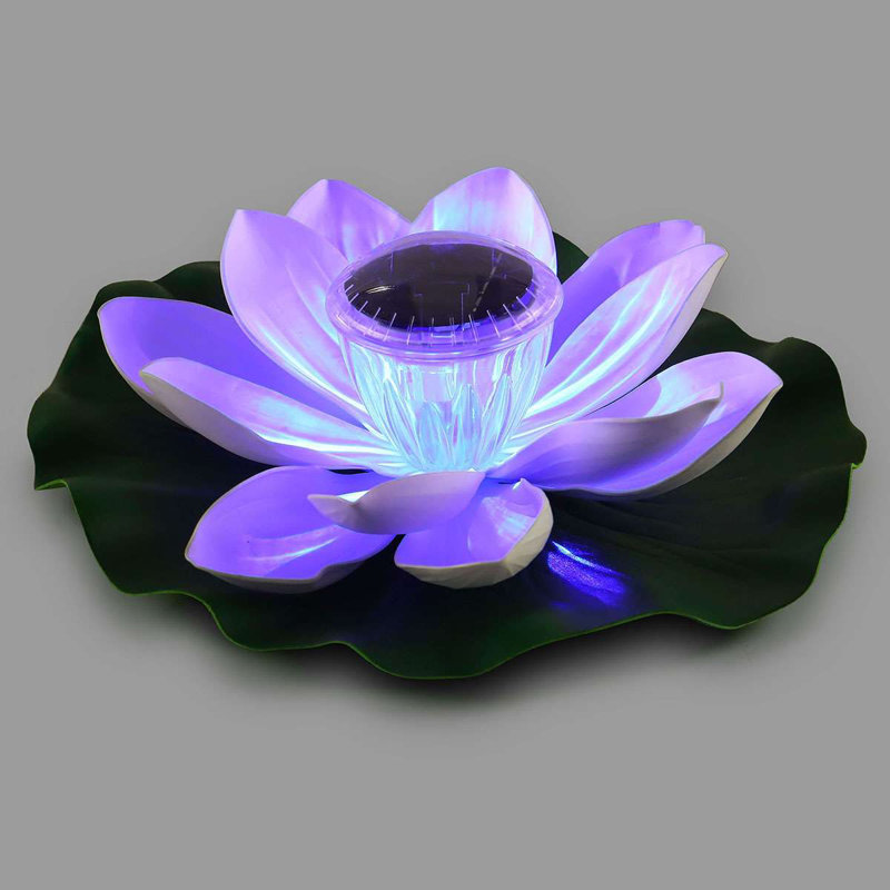 White Solar Powered LED Floating Lotus Pool Light