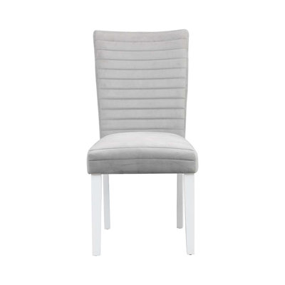 Chaise d'appoint (lot de 2), velours gris et finition blanche ultrabrillante