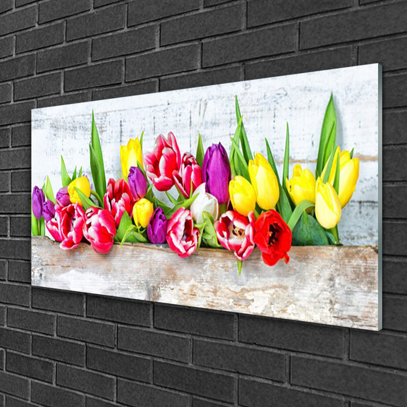 Floral Tulips - Unframed Panoramic Photograph on Glass