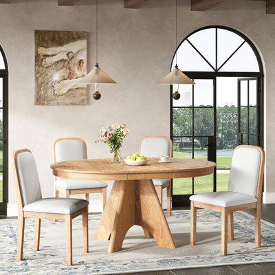 Ensemble de table de salle à manger pour 4 à 6 personnes avec 4 chaises rembourrées, ensemble de table de cuisine rustique de 42 à 58 pouces