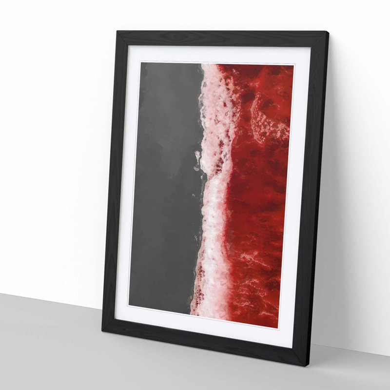 The Red Ocean Waves in Abstract - Picture Frame Graphic Art Print, 87cm H x 62cm W x 2cm D, Black Framed
