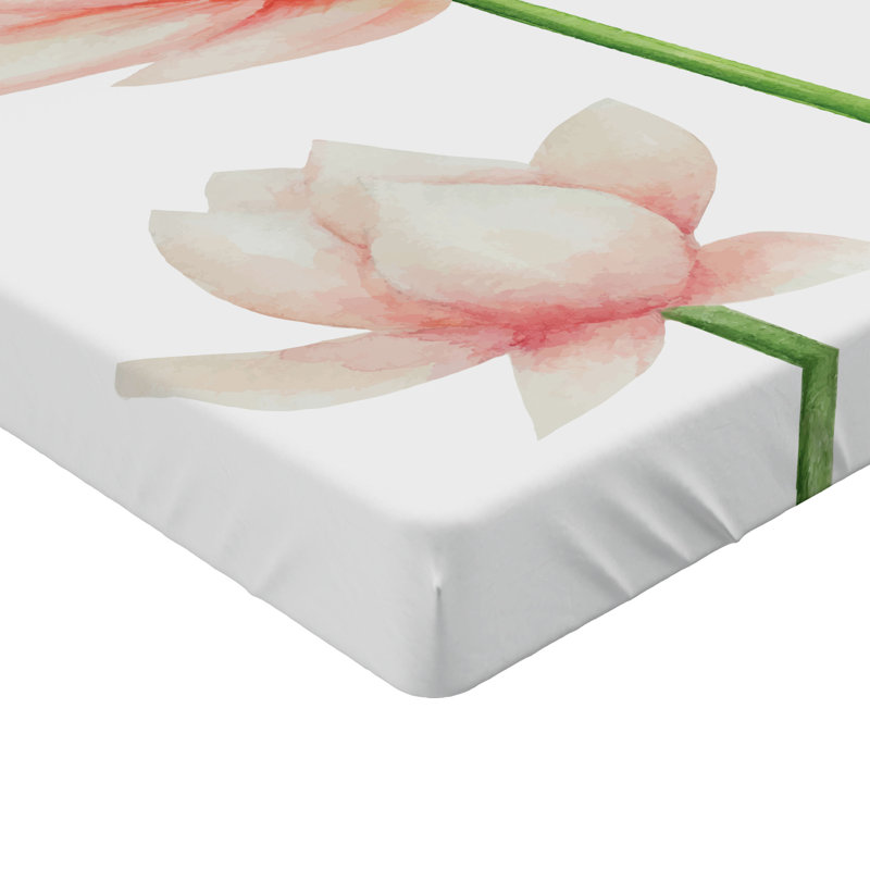Ensemble de 2 draps-housses Ambesonne, Vert pêche, blanc / floral, Drap-housse simple TG