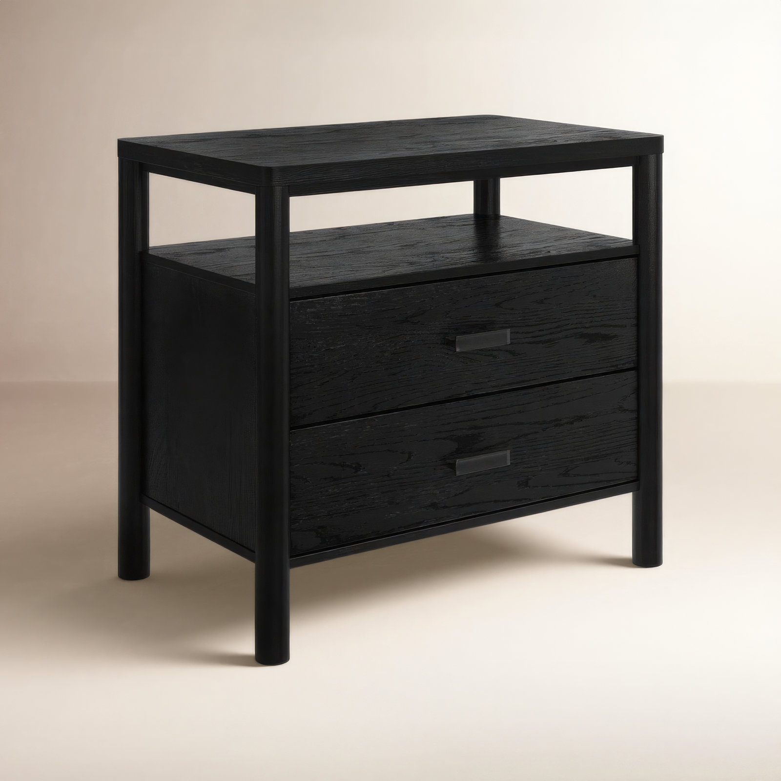 Kaplan Wood Nightstand, Black