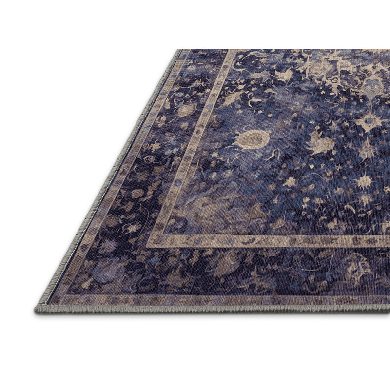 Machine Washable Purple Area Rug, Round 5'