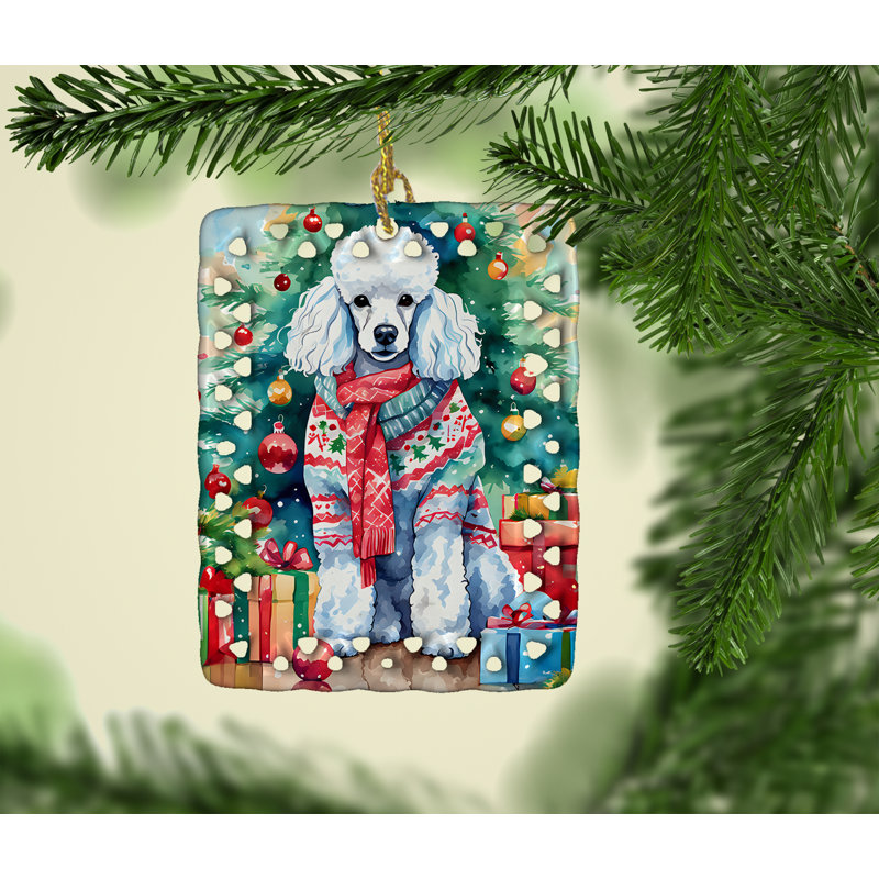 Ornement en porcelaine de Noël caniche, Caniche 3583