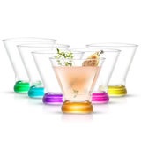 JoyJolt Hue Colored Martini Glasses, Set of 6, 8oz